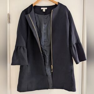 H&M Navy Wide Ruffle Sleeve Coat - 8